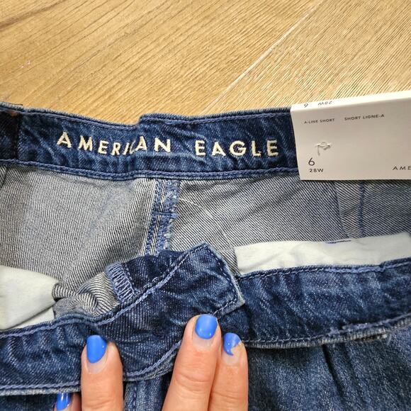 NWT American Eagle A Line Pleated Denim Shorts Preppy Mom Normcore 6 28W - Picture 3 of 8